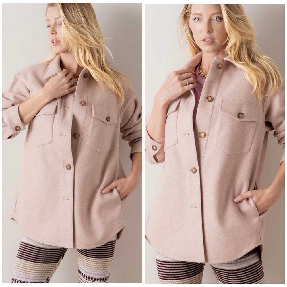 Cozy Chic Vintage Blush Shacket - Picture 1 of 13